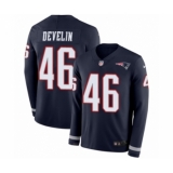 Men's Nike New England Patriots #46 James Develin Limited Navy Blue Therma Long Sleeve NFL Jersey