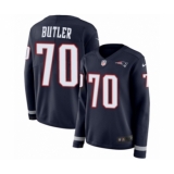 Women's Nike New England Patriots #70 Adam Butler Limited Navy Blue Therma Long Sleeve NFL Jersey