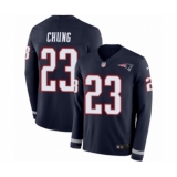 Youth Nike New England Patriots #23 Patrick Chung Limited Navy Blue Therma Long Sleeve NFL Jersey