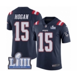 Men's Nike New England Patriots #15 Chris Hogan Limited Navy Blue Rush Vapor Untouchable Super Bowl LIII Bound NFL Jersey