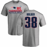 Nike New England Patriots #38 Brandon Bolden Heather Gray 2017 AFC Champions V-Neck T-Shirt