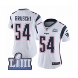 Women's Nike New England Patriots #54 Tedy Bruschi White Vapor Untouchable Limited Player Super Bowl LIII Bound NFL Jersey