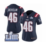 Women's Nike New England Patriots #46 James Develin Limited Navy Blue Rush Vapor Untouchable Super Bowl LIII Bound NFL Jersey