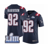 Youth Nike New England Patriots #92 James Harrison Limited Navy Blue Rush Vapor Untouchable Super Bowl LIII Bound NFL Jersey