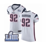 Men's Nike New England Patriots #92 James Harrison White Vapor Untouchable Elite Player Super Bowl LIII Bound NFL Jersey