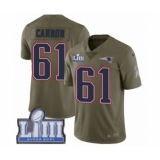 Men's Nike New England Patriots #61 Marcus Cannon Limited Olive 2017 Salute to Service Super Bowl LIII Bound NFL Jersey
