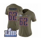Women's Nike New England Patriots #62 Joe Thuney Limited Olive 2017 Salute to Service Super Bowl LIII Bound NFL Jersey