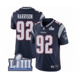Men's Nike New England Patriots #92 James Harrison Navy Blue Team Color Vapor Untouchable Limited Player Super Bowl LIII Bound NFL Jersey