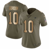 Women's Nike New England Patriots #10 Josh Gordon Limited Olive Gold 2017 Salute to Service NFL Jersey