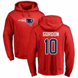 NFL Nike New England Patriots #10 Josh Gordon Red Name & Number Logo Pullover Hoodie
