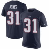 NFL Nike New England Patriots #31 Jonathan Jones Navy Blue Rush Pride Name & Number T-Shirt