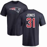 NFL Nike New England Patriots #31 Jonathan Jones Navy Blue Name & Number Logo T-Shirt