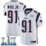 Men's Nike New England Patriots #91 Deatrich Wise Jr White Vapor Untouchable Limited Player Super Bowl LII NFL Jersey