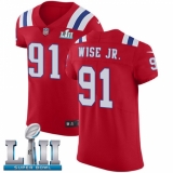 Men's Nike New England Patriots #91 Deatrich Wise Jr Red Alternate Vapor Untouchable Elite Player Super Bowl LII NFL Jersey
