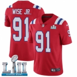 Men's Nike New England Patriots #91 Deatrich Wise Jr Red Alternate Vapor Untouchable Limited Player Super Bowl LII NFL Jersey