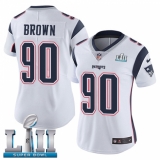 Women's Nike New England Patriots #90 Malcom Brown White Vapor Untouchable Limited Player Super Bowl LII NFL Jersey