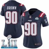 Women's Nike New England Patriots #90 Malcom Brown Limited Navy Blue Rush Vapor Untouchable Super Bowl LII NFL Jersey