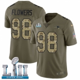 Men's Nike New England Patriots #98 Trey Flowers Limited Olive/Camo 2017 Salute to Service Super Bowl LII NFL Jersey