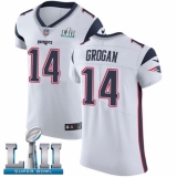 Men's Nike New England Patriots #14 Steve Grogan White Vapor Untouchable Elite Player Super Bowl LII NFL Jersey