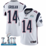 Men's Nike New England Patriots #14 Steve Grogan White Vapor Untouchable Limited Player Super Bowl LII NFL Jersey