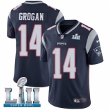 Youth Nike New England Patriots #14 Steve Grogan Navy Blue Team Color Vapor Untouchable Limited Player Super Bowl LII NFL Jersey