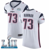 Men's Nike New England Patriots #73 John Hannah White Vapor Untouchable Elite Player Super Bowl LII NFL Jersey