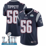 Men's Nike New England Patriots #56 Andre Tippett Navy Blue Team Color Vapor Untouchable Limited Player Super Bowl LII NFL Jersey