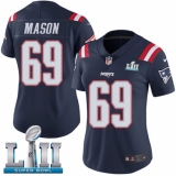 Women's Nike New England Patriots #69 Shaq Mason Limited Navy Blue Rush Vapor Untouchable Super Bowl LII NFL Jersey