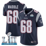 Men's Nike New England Patriots #68 LaAdrian Waddle Navy Blue Team Color Vapor Untouchable Limited Player Super Bowl LII NFL Jersey