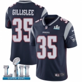 Men's Nike New England Patriots #35 Mike Gillislee Navy Blue Team Color Vapor Untouchable Limited Player Super Bowl LII NFL Jersey