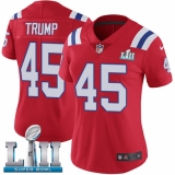 Women's Nike New England Patriots #45 Donald Trump Red Alternate Vapor Untouchable Limited Player Super Bowl LII NFL Jersey