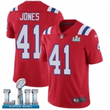 Youth Nike New England Patriots #41 Cyrus Jones Red Alternate Vapor Untouchable Limited Player Super Bowl LII NFL Jersey
