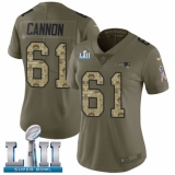 Women's Nike New England Patriots #61 Marcus Cannon Limited Olive/Camo 2017 Salute to Service Super Bowl LII NFL Jersey