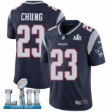 Men's Nike New England Patriots #23 Patrick Chung Navy Blue Team Color Vapor Untouchable Limited Player Super Bowl LII NFL Jersey