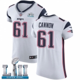 Men's Nike New England Patriots #61 Marcus Cannon White Vapor Untouchable Elite Player Super Bowl LII NFL Jersey