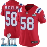 Women's Nike New England Patriots #58 Shea McClellin Red Alternate Vapor Untouchable Limited Player Super Bowl LII NFL Jersey