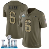 Men's Nike New England Patriots #6 Ryan Allen Limited Olive/Camo 2017 Salute to Service Super Bowl LII NFL Jersey