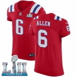 Men's Nike New England Patriots #6 Ryan Allen Red Alternate Vapor Untouchable Elite Player Super Bowl LII NFL Jersey