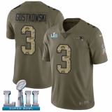 Youth Nike New England Patriots #3 Stephen Gostkowski Limited Olive/Camo 2017 Salute to Service Super Bowl LII NFL Jersey