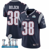 Youth Nike New England Patriots #38 Brandon Bolden Navy Blue Team Color Vapor Untouchable Limited Player Super Bowl LII NFL Jersey