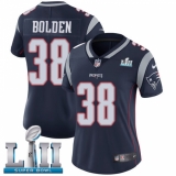 Women's Nike New England Patriots #38 Brandon Bolden Navy Blue Team Color Vapor Untouchable Limited Player Super Bowl LII NFL Jersey