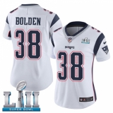 Women's Nike New England Patriots #38 Brandon Bolden White Vapor Untouchable Limited Player Super Bowl LII NFL Jersey
