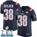 Men's Nike New England Patriots #38 Brandon Bolden Limited Navy Blue Rush Vapor Untouchable Super Bowl LII NFL Jersey