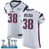 Men's Nike New England Patriots #38 Brandon Bolden White Vapor Untouchable Elite Player Super Bowl LII NFL Jersey