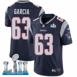 Youth Nike New England Patriots #63 Antonio Garcia Navy Blue Team Color Vapor Untouchable Limited Player Super Bowl LII NFL Jersey