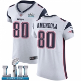 Men's Nike New England Patriots #80 Danny Amendola White Vapor Untouchable Elite Player Super Bowl LII NFL Jersey