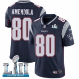 Men's Nike New England Patriots #80 Danny Amendola Navy Blue Team Color Vapor Untouchable Limited Player Super Bowl LII NFL Jersey