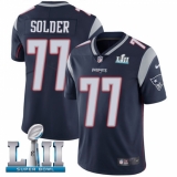 Men's Nike New England Patriots #77 Nate Solder Navy Blue Team Color Vapor Untouchable Limited Player Super Bowl LII NFL Jersey
