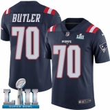 Men's Nike New England Patriots #70 Adam Butler Limited Navy Blue Rush Vapor Untouchable Super Bowl LII NFL Jersey