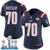 Women's Nike New England Patriots #70 Adam Butler Limited Navy Blue Rush Vapor Untouchable Super Bowl LII NFL Jersey